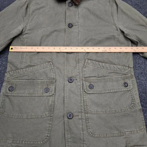 ORVIS Barn Jacket Chore Field Farm Green Canvas Quilted Lining Mens Medium